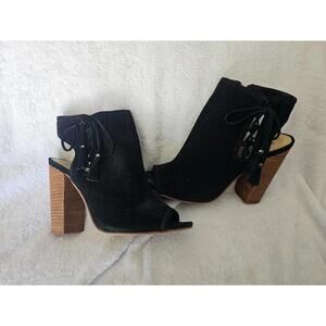 Women's Kristin Cavallari Bootie Ankle Suede Boots Size 10 Black Side Zipper